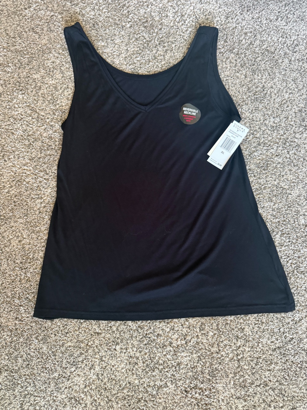Black Women's Tank Top with V-Neck